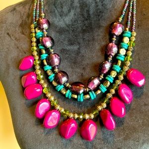 3 Strand Layered Necklace SUPER CUTE! Like New!